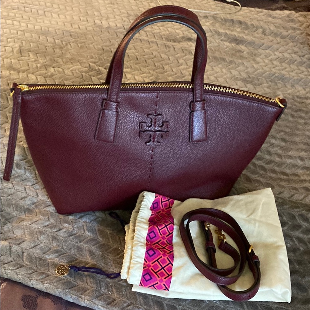 Tory Burch Brown Tote with Structured Design